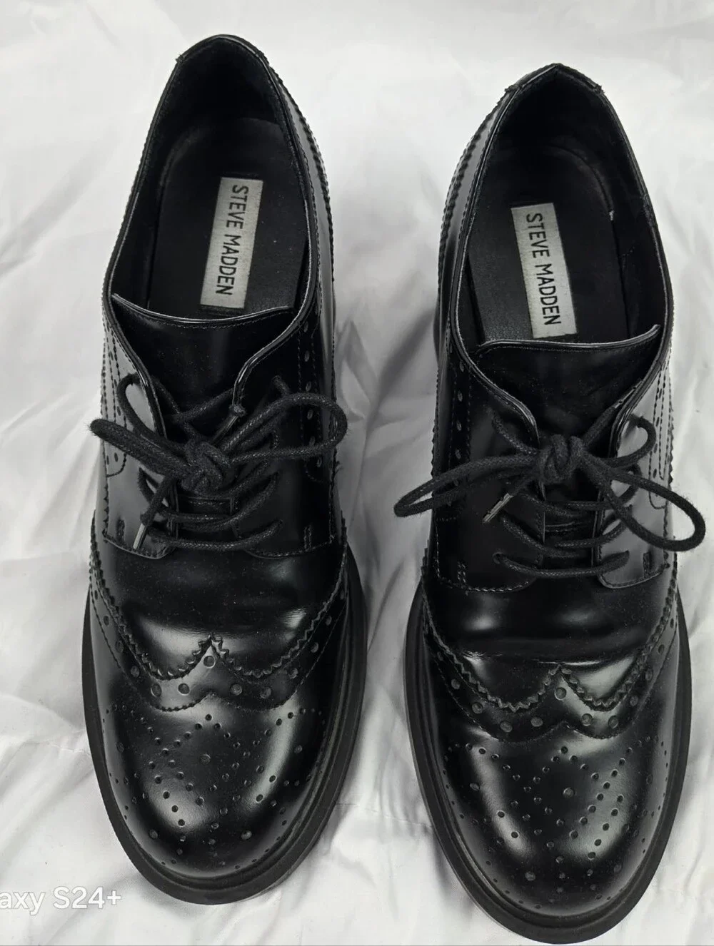 Steve Madden Black Platform Brogue Heels